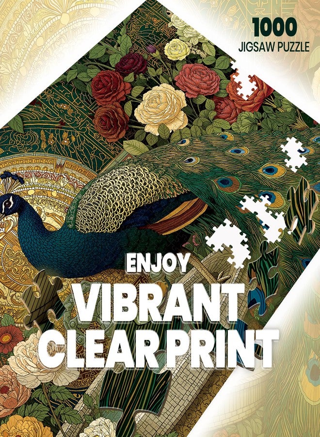 LAMPLIG 1000 Piece Puzzles for Adults,Victoria Rose Garden Jigsaw Puzzle,Vintage Peacock Puzzles 1000 Pieces,Creative Games and Gifts Difficult Floral Puzzle Home Decor for Adults (27.5"x19.6"), 1:1 Poster - Image 2